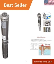 Efficient Deep Well Pump - 1 HP, 33 GPM, 207' Head, Built-in Thermal Protection