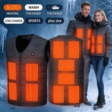 10 Zones Electric Heated Vest, Unisex USB Winter Warm Outdoor Gilet