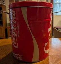 Vintage Coca-Cola Metal Tin Bucket with Handles 11.5" x 10"