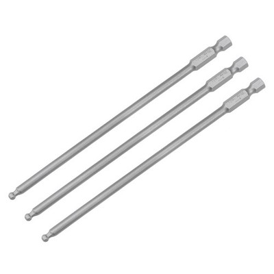 3pack Ball End Hex Bits 1/4'' Hex Shank 5.1'' Length Magnetic H4 Head Screwdriver