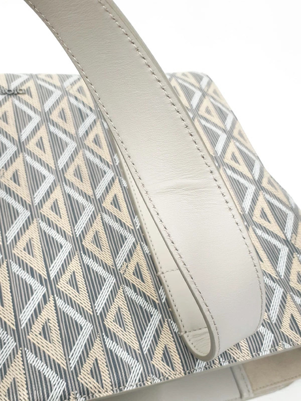 Christian Dior Corolle CD Diamond Canvas Leather Tote Bag Gray image 4