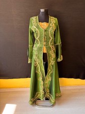 Traditional Vintage Green Bindalli Caftan Dress, Turkish Sultan Women's Costume