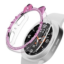 Bling Diamond 3D KT Cat Frame Case for Samsung Galaxy Watch 8 40mm 44mm PC Cover