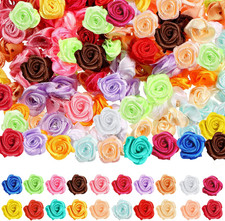 300 Pcs Mini Roses for Crafts 15 mm Mini Small Satin Ribbon Roses Flowers Artifi