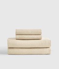 NWOT Quince European Linen Sheet Set OAT Queen Size 4 Piece Hard To find
