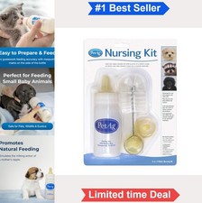 Pet Nursing Kit 4 oz Bottle 3 Silicone Nipples Cleaning Brush Baby Animal