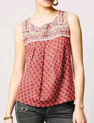 Anthropologie Akemi + Kin Size XS Mirrored Red Tank Top Women's 