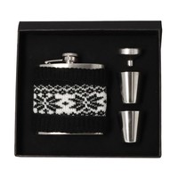 Angelo Flachmann Geschenkset Metall Mit Schwarzer StoffhüLle, 180Ml, 3-Teilig