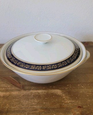 Weimar Porzellan PETRA Echt Kobaltblau Suppenterrine mit Goldrand D 25 cm TOP