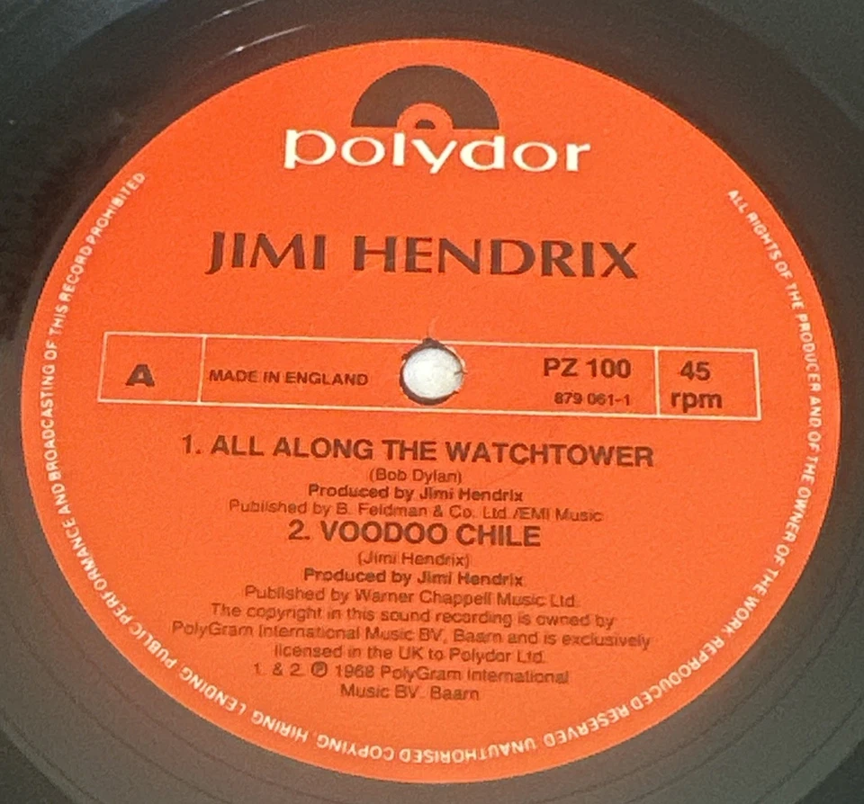 The Jimi Hendrix Experience All Along the Watchtower Voodoo Chile 12” Vinyl VG+ - Image 4 of 4