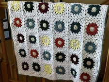 NEW hand crochet granny square Baby/ Lap/ Throw blanket afghan 42 squares Unisex