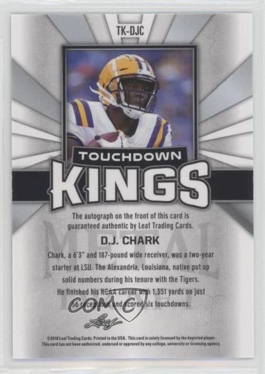 2018 Leaf Metal Draft Touchdown Kings Wave DJ Chark #TK-DJC Rookie Auto RC - Image 2 of 2