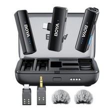 BOYALINK 2 Wireless Lavalier Microphone for iPhone15/16 Android Normal, Black