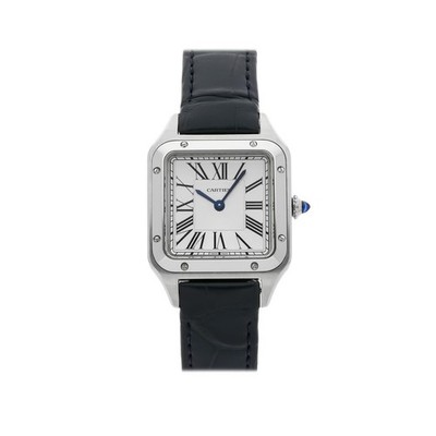 Cartier Santos Dumont Steel Quartz 38mm x 27mm Silver Dial Strap Watch WSSA0023