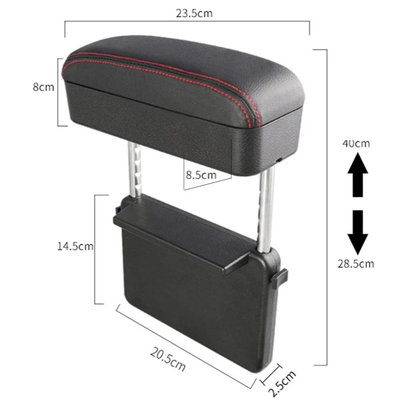 Caja reposabrazos coche almohadilla ajustable coche central elevable reposabrazos organizador de almacenamiento Foto 4 de 4