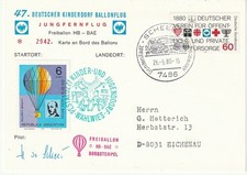 ALLEMAGNE carte maximum ballon POSTAL 26.5.1980 ETAT EXCELLENT