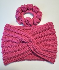 Handmade Crochet Headband  Scrunchie Set   Soft, Stretchy Hair Accessories