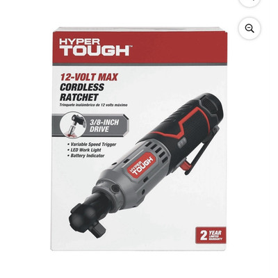 Hyper Tough 12V Max 3/8'' Cordless Ratchet Kit w/ Battery & Charger, 7 Piece ACC.
