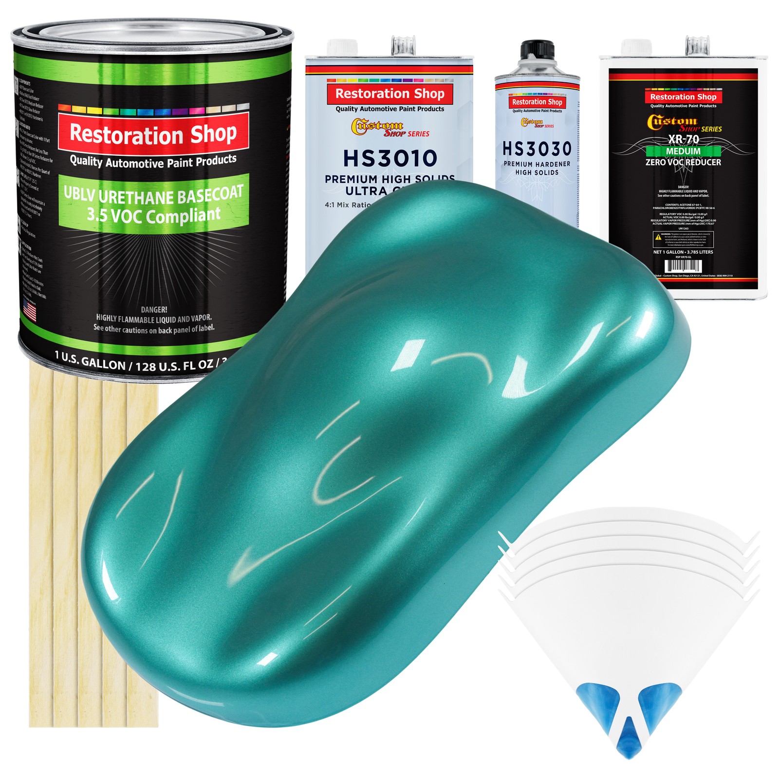 Gulfstream Aqua Metallic Low VOC Urethane Basecoat Car Paint Gallon Kit