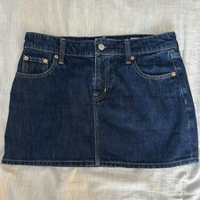 Abercrombie Fitch Petites 4P Blue Denim Mini Skirt Button Closure