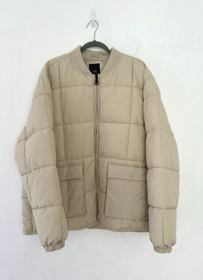 River Island jacket Men's Padded Light Stone Ribbed Collar Thick Puffa Size XXL