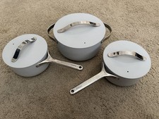 Caraway Ceramic Cookware Set   3 pots with li...