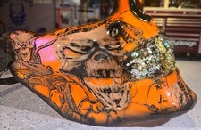 Calaveras de perlas de neón pintadas a medida calavera media cara atv harley motociclistas