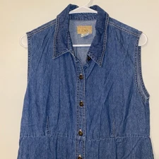 Vintage 90s Sostanza Denim Button Front Dress Size XL Prairie Cottagecore Y2K