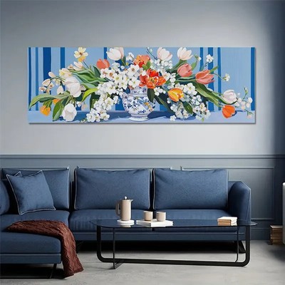 Panoramic Vibrant Tulip Vibrant Painting Canvas Wall Art Home Décor Picture
