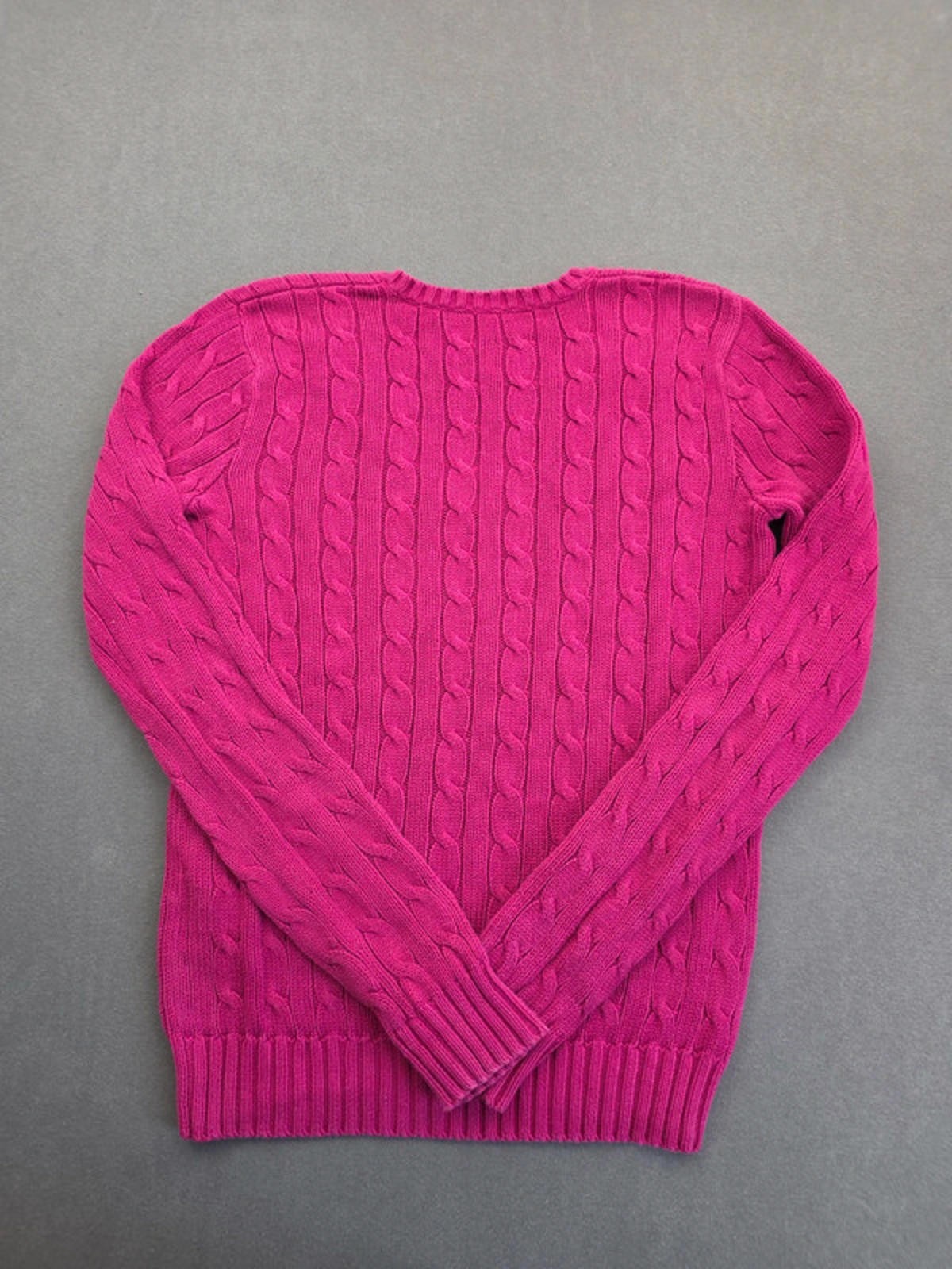 Women’s Pink Ralph Lauren V Neck Cable Knit Jumper Size Small image 4