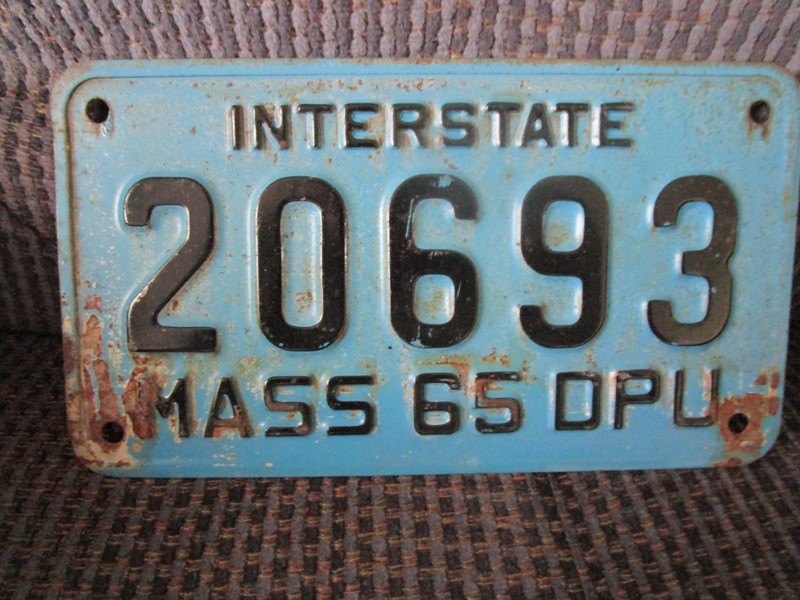 1965 (Massachusetts) Mass 65 DPU 20693 Interstate License Plate