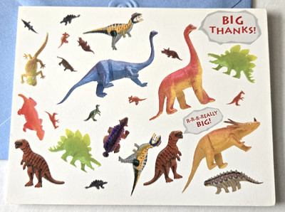 Vintage Greeting Card Big Thanks R-R-R-Really Big Dinosaurs Blank Note Card