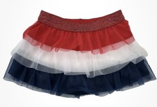 Infant  Toddler Girls Red White  Blue Patriotic 4th Of July Tiered Tutu 2T/NP2