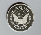 1979 / 1980 Sunshine Mining 1 oz .999 Proof Silver Commemorative Round Desc Pics