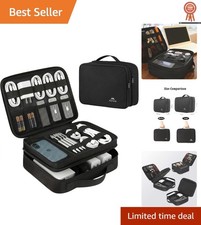 Compact Waterproof Electronics Organizer - Portable Travel Case in Antique Black