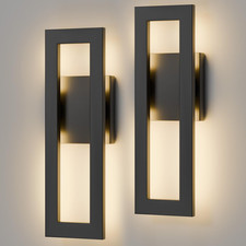 Modern LED Wall Sconces Set of 2 - Black Outdoor/Indoor Lighting 3000K