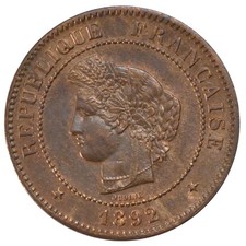 [#57472] Coin, France, Cérès, 5 Centimes, 1892, Paris, MS, Bronze, Gadoury:157, 