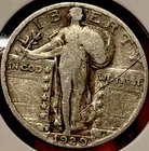 1929 S Standing Liberty Quarter 90% Silver U.S. Coin W/ Cracked Planchet Error