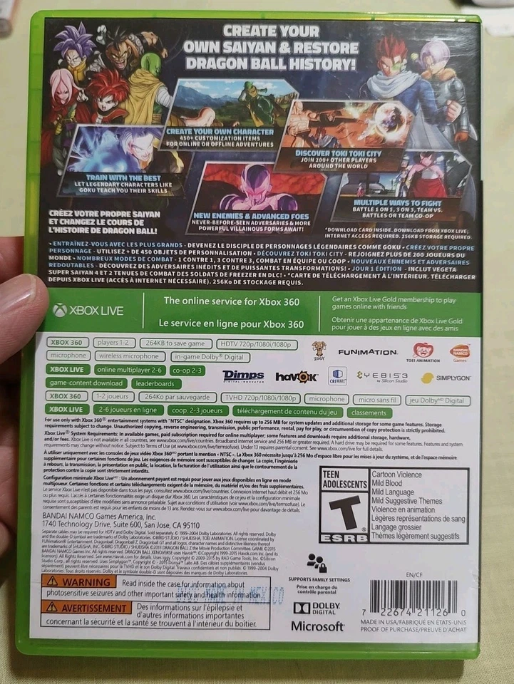 Dragon Ball XenoVerse XV Edición Día Uno Microsoft Xbox 360 Excelente Disco Foto 2 de 3