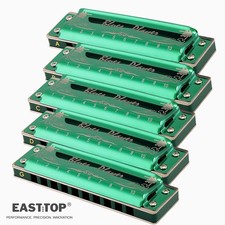 EASTTOP Harmonica Set of 5 Key of A Bb C D G 10Hole Diatonic Blues Harmonica Set