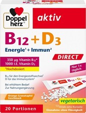 Doppelherz B12 + D3 DIRECT - Hochdosiert mit 350 μg 16 g (1er Pack), Weiss