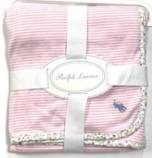 New With Tags Polo Ralph Lauren Receiving Baby Blanket Girls Layette 3m