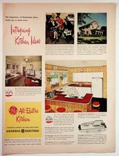 Vintage 1945 General Electric GE All-Electric Kitchen Print Ad Home Decor Art