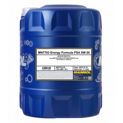 MANNOL 7703 Energy Formula PSA SAE 5W-30 Huile Moteur PSA B71 2290, 20 Litres - Photo 1/3