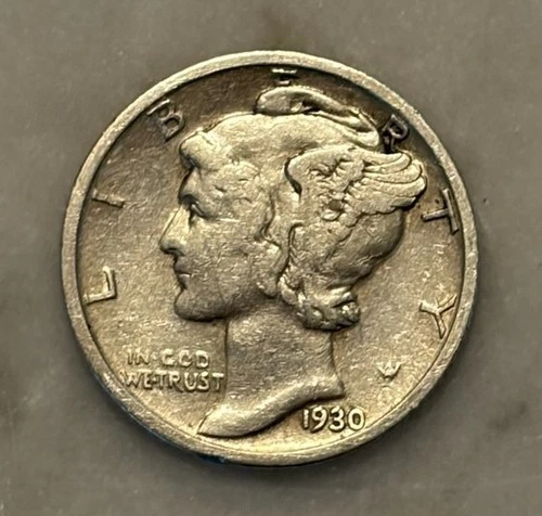 1930-S Mercury Dime - VF - Very Fine - 90% Silver