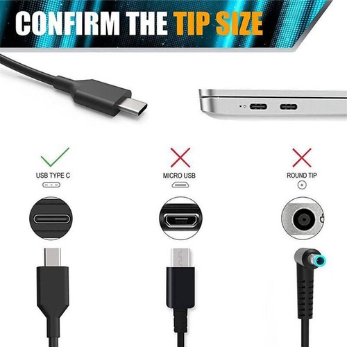 65W Type-C USB-C AC Adapter Laptop Charger For Lenovo ThinkPad Dell Acer HP ASUS - Picture 6 of 13