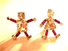 Vintage Costume Jewelry Little Boy & Girl Crytal Pins/ Broch