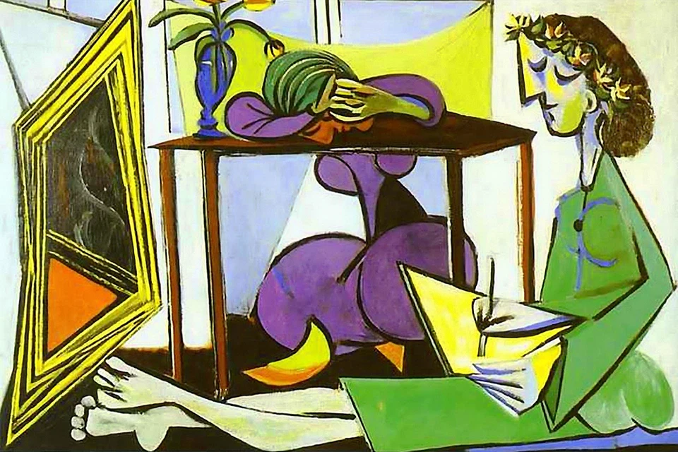 Interior with a Girl Drawing Pablo Picasso - CANVAS OR PRINT WALL ART - Image 2 of 2