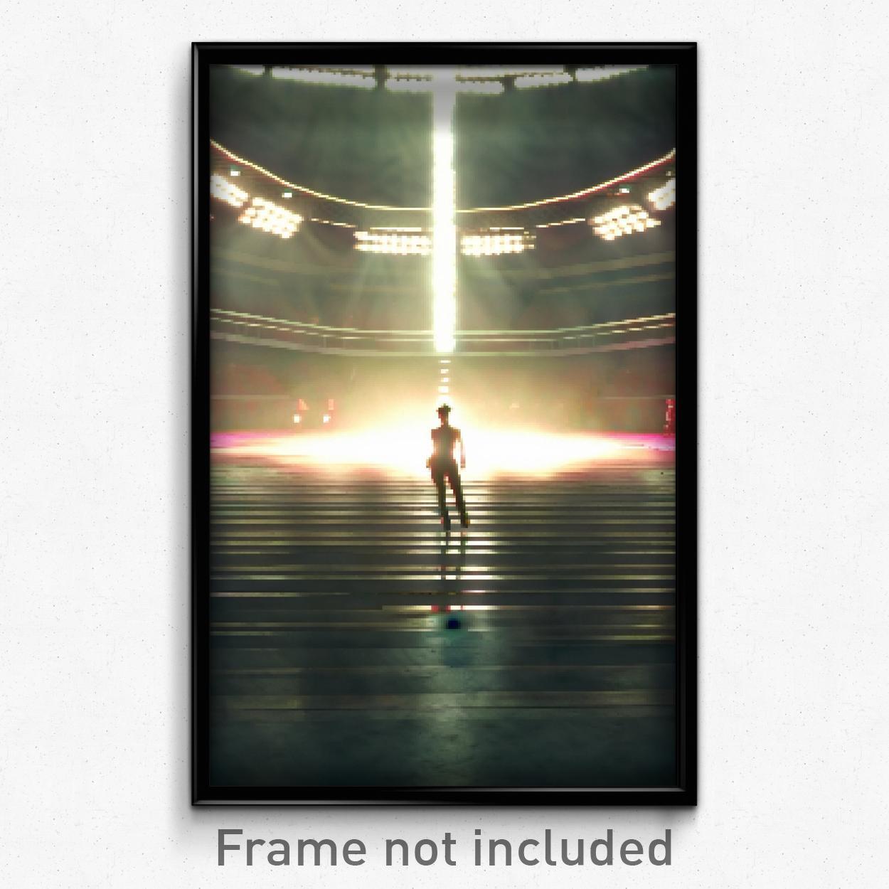 8 Bit Psychedelic Pixel Art Poster - Shady Arena Trippy Video Game Print