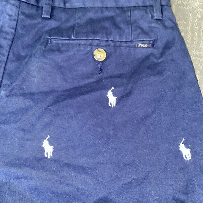 Men's navy blue POLO RALPH LAUREN shorts logo all over pony chino